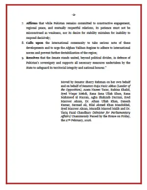 Senate condemns Afghan aggression, praises bravery of Pakistan armed forces