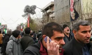 PHOTOS: Smoke rises following an explosion during a rally for al-Quds Day in Tehran