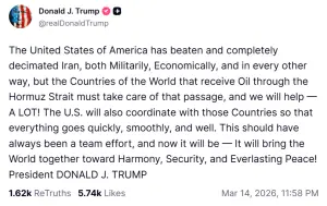 Trump says other countries &lsquo;must take care&rsquo; of Hormuz