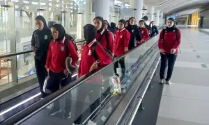 Iranian women&rsquo;s football team arrives in Turkiye on journey home
