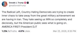 Trump accuses &lsquo;Radical Left&rsquo; of undermining &lsquo;great military achievement&rsquo; in Iran