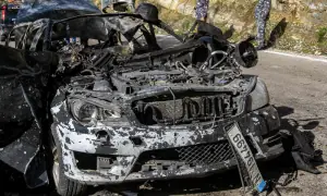 PHOTOS: Charred gear, husk of vehicle used by Lebanese journalists left behind after Israeli strike