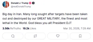 Trump claims US military has &lsquo;destroyed&rsquo; high-value targets across Iran