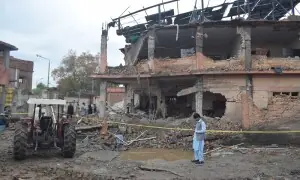 Suicide bombing at Domel police station in Bannu leaves 5 civilians dead, 13 injured