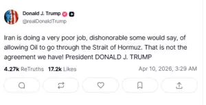 Trump says Iran doing &lsquo;poor job&rsquo; of letting oil through Hormuz