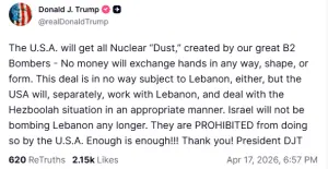 Trump says Israel &lsquo;prohibited&rsquo; from bombing Lebanon