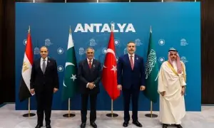 Foreign ministers of Pakistan, Saudi Arabia, Turkiye and Egypt discuss &lsquo;evolving regional dynamics&rsquo;