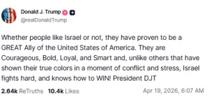 Trump calls Israel &lsquo;great&rsquo; US ally, says it &lsquo;fights hard and knows how to win&rsquo;