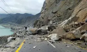 Traffic restored on Karakoram Highway following landslide as heavy rainfall lashes GB