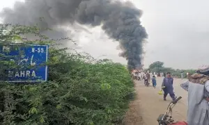 Cargo truck fire shuts Indus Highway in DI Khan district