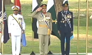 Ceremony marking one year since Marka-i-Haq victory underway at GHQ