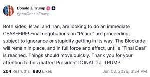 Trump says Israel and Iran 'looking to do' immediate ceasefire