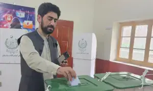 Voting underway at a polling station in Gilgit on June 7, 2026. β via Jamil Nagri/File