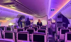 Hostesses stand inside a Boeing 787-9 Dreamliner aircraft of Saudi airline Riyadh Air at King Khalid International Airport in Riyadh on June 7, 2026. —AFP/File
