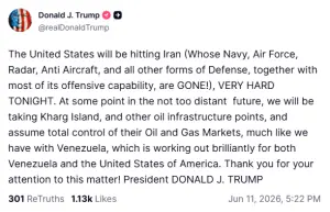 Trump promises US will 'take control' of Iranian oil and gas markets as more strikes on Iran announced