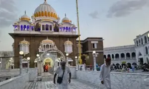 518 Indian Sikh pilgrims depart for Kartarpur from Gurdwara Panja Sahib