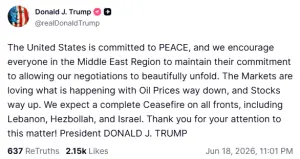 Trump says US expects 'complete ceasefire on all fronts' following Iran deal
