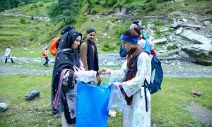 Girl students engage in scientific learning during Malam Jabba hiking trip