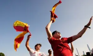 PHOTOS: Fans in New York's Central Park rejoice as Spain win World Cup