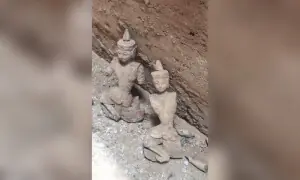 Statues found during Lea Market excavation work in Karachi