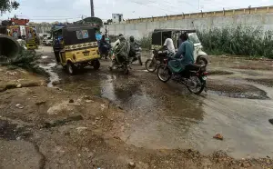 Pothole-riddled roads in Gulistan-i-Jauhar turn daily travel into an exhausting ordeal for Karachiites
