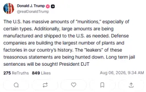 Trump says US has 'massive amounts of munitions' following reports of dwindling supplies