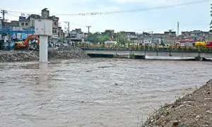 Leh Nullah rises to dangerous level after heavy rain