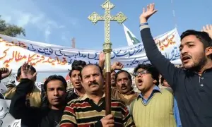 Peshawar Christian community protests encroachment on Diocese land