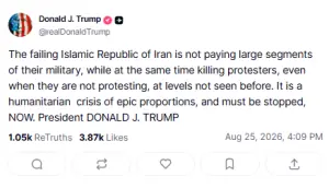Trump says executions of Iran protesters must stop