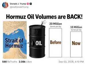 SEE: Trump claims oil volumes from Strait of Hormuz 'are back'