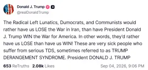 Trump slams critics of Iran war on social media