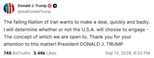 Trump says US open to negotiating with Iran