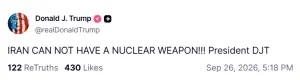 SEE: Trump reiterates Iran cannot have a nuclear weapon