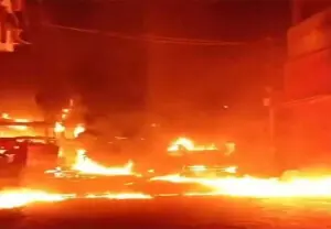 Four suffer burns as oil falling from PMT catches fire