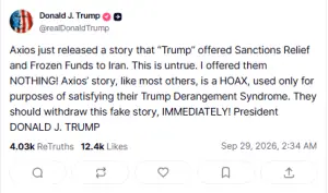 Trump denies he offered Iran sanctions relief, release of frozen