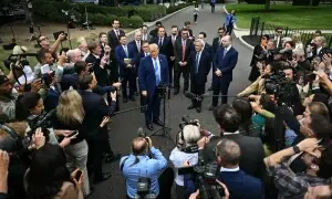 Trump says AI bosses have signed &lsquo;morally binding&rsquo; accord to self-regulate