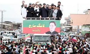 PTI protest march reaches Kohat on second day