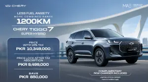 Chery Master offers Rs850,000 in upfront savings on Tiggo 7 Super Hybrid
