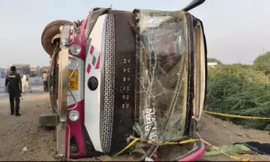 10 killed, 44 injured as passenger bus overturns on highway in Punjab's Rajanpur